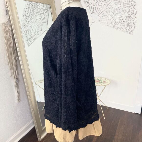 Early 2000's Black Goth Whimsygoth Lace Sheer 3/4 Sleeve Blouse Top 1X Plus Size - Picture 6 of 8